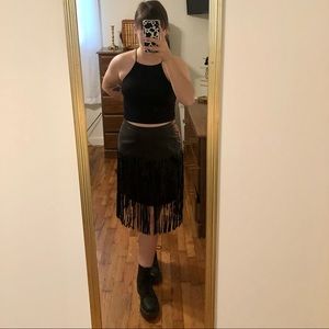 Faux Leather Tassel Skirt